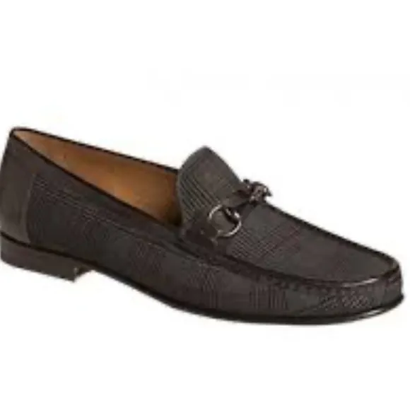 Mezlan &quot;Salinas&quot; 7053 Black Suede Sz 10 Burnished Calfskin Horsebit Loafer