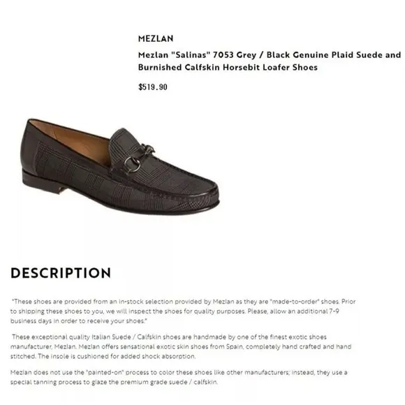 Mezlan &quot;Salinas&quot; 7053 Black Suede Sz 10 Burnished Calfskin Horsebit Loafer