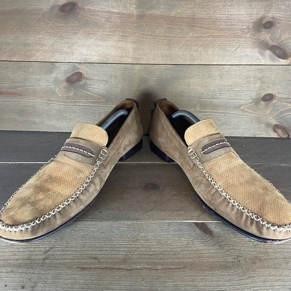 mezlan mens size 11 shoes brown leather slip on comfort loafers