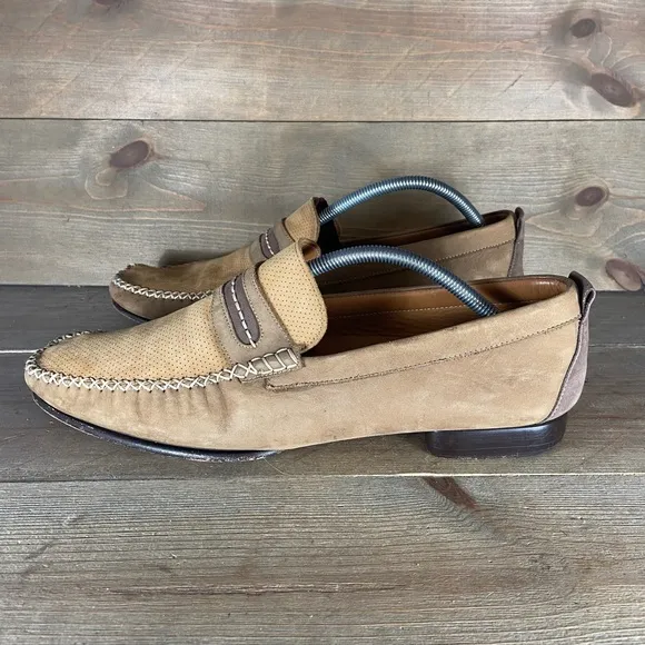 mezlan mens size 11 shoes brown leather slip on comfort loafers