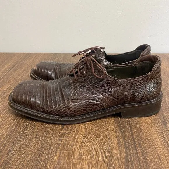 Mezlan Veneto Genuine Lizard Derby Square Toe Casual Dress Shoes