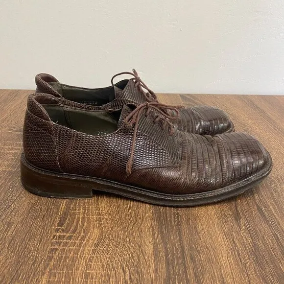 Mezlan Veneto Genuine Lizard Derby Square Toe Casual Dress Shoes