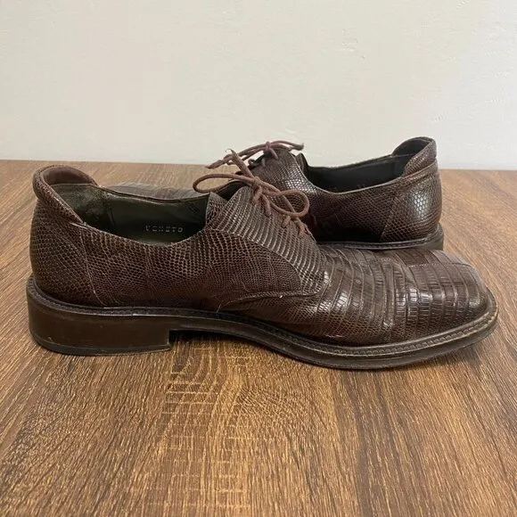 Mezlan Veneto Genuine Lizard Derby Square Toe Casual Dress Shoes