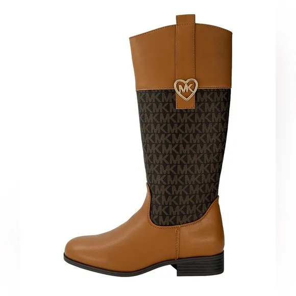 Michael Kors Big Girls Finley Heart Logo Tall Shaft Boots Caramel Brown $69