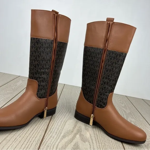 Michael Kors Big Girls Finley Heart Logo Tall Shaft Boots Caramel Brown $69