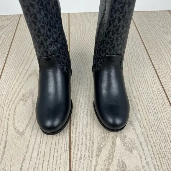 Michael Kors Big Girls Finley Heart Logo Tall Shaft Boots Multi Size Black $69