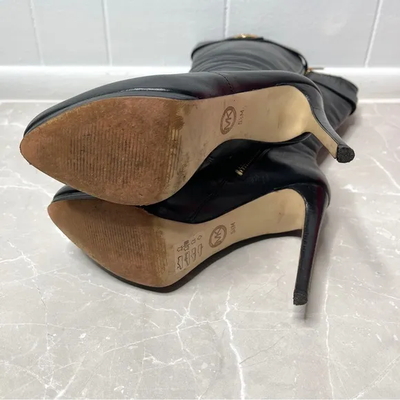 Michael Kors Black Leather Caroline Tall Boots With Box