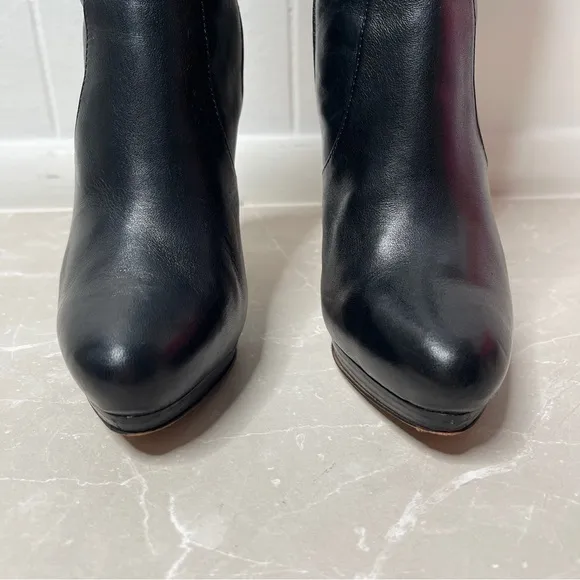 Michael Kors Black Leather Caroline Tall Boots With Box