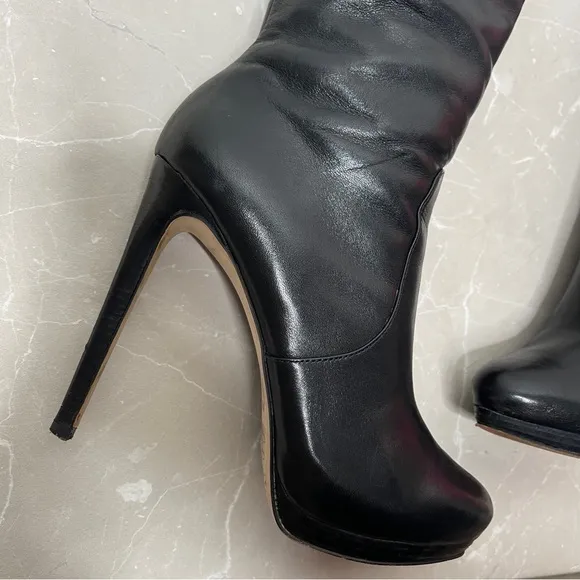 Michael Kors Black Leather Caroline Tall Boots With Box
