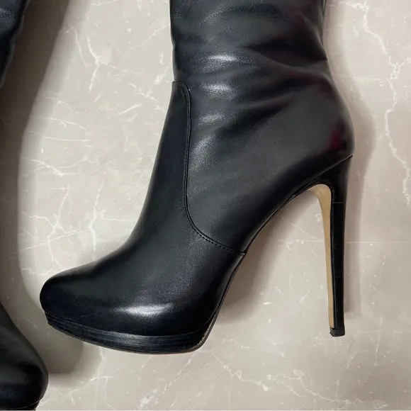 Michael Kors Black Leather Caroline Tall Boots With Box