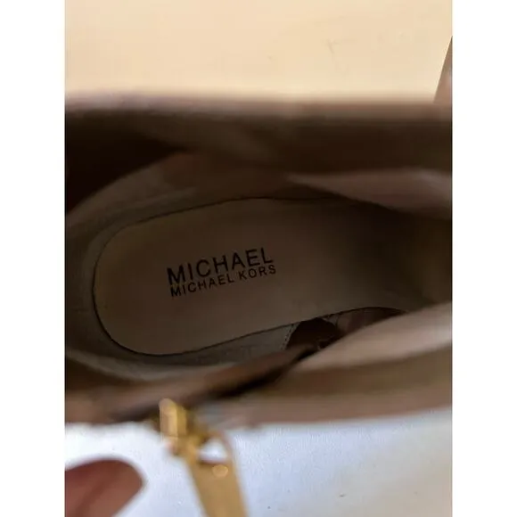 Michael Kors Boots Sammy Leather Platform Ankle Booties Brown Women's Size 8.5