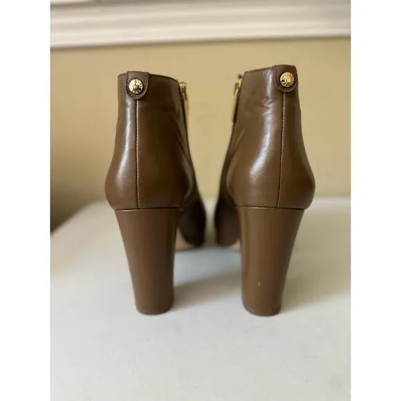 Michael Kors Boots Sammy Leather Platform Ankle Booties Brown Women's Size 8.5