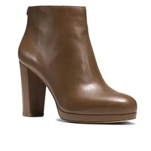 Michael Kors Boots Sammy Leather Platform Ankle Booties Brown Women's Size 8.5