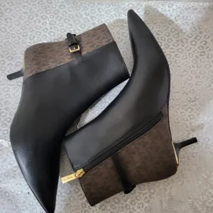 Michael  Kors Elegant Black and Brown Ankle Boots Sz-8 Nwot Box