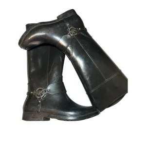 Michael Kors Fulton Harness Rubber Women's Black Rain Boots, Size 8