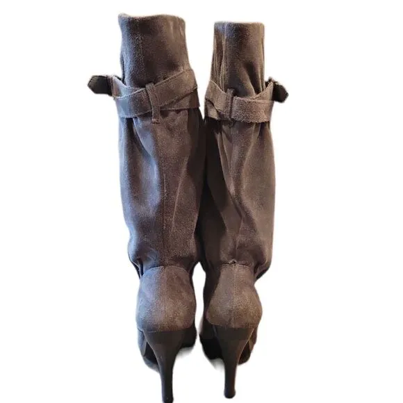 Michael Kors Grey Gray Kincade Suede Slouchy Tall Heel Boots 7