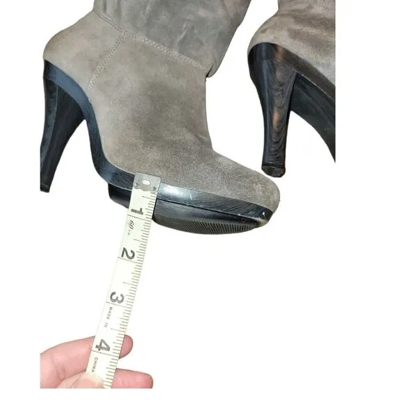 Michael Kors Grey Gray Kincade Suede Slouchy Tall Heel Boots 7