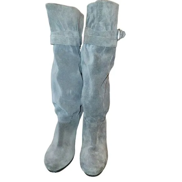 Michael Kors Grey Gray Kincade Suede Slouchy Tall Heel Boots 7