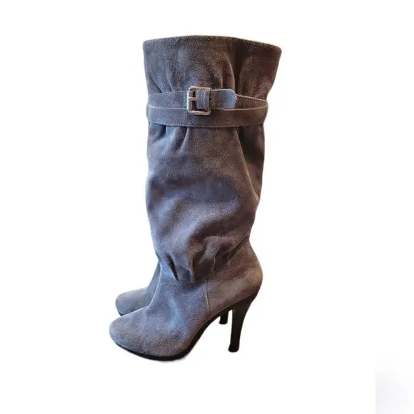 Michael Kors Grey Gray Kincade Suede Slouchy Tall Heel Boots 7