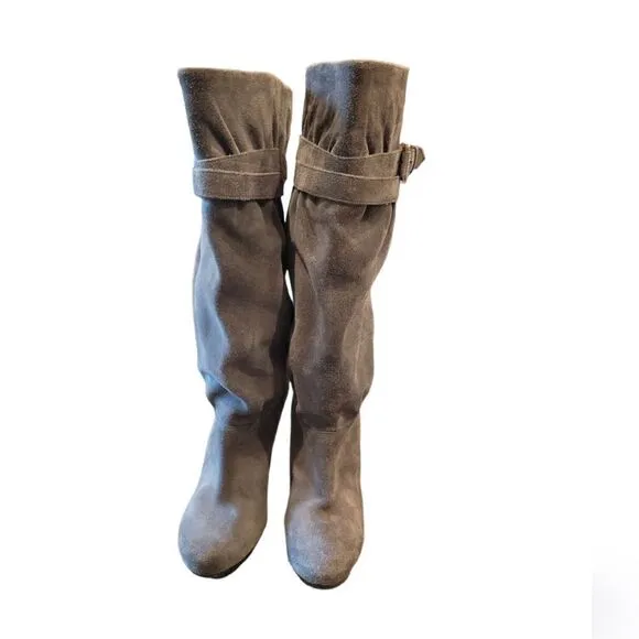 Michael Kors Grey Gray Kincade Suede Slouchy Tall Heel Boots 7