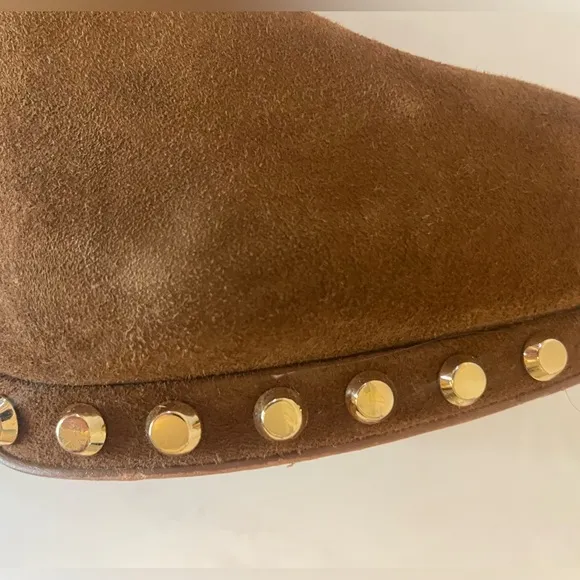 MICHAEL KORS Knee High Stiletto Heel Brown Suede Zip Up Tall Boots