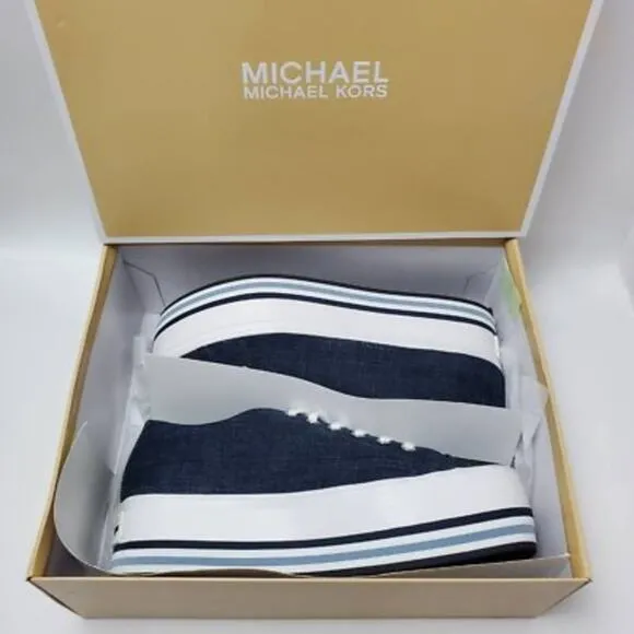 Michael Kors Ronnie Denim Platform Low Top Sneaker Size 9.5