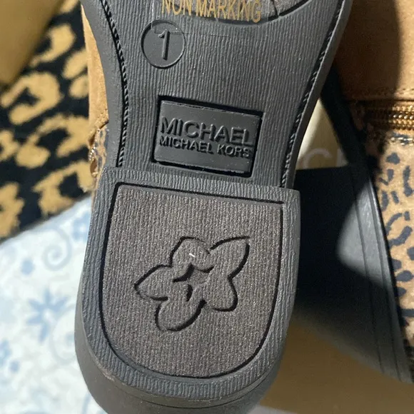 Michael Kors Tan Leopard Ankle Boots