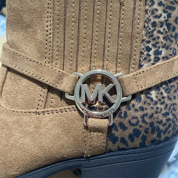Michael Kors Tan Leopard Ankle Boots
