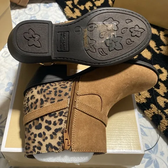 Michael Kors Tan Leopard Ankle Boots