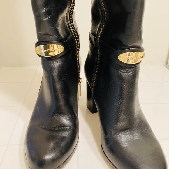 Michael Kors Women's Arley Tall Black Leather Knee High  Boots
