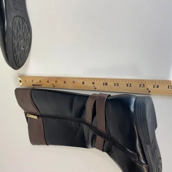 Michael Kors Womens Emma Blaire Tall Riding Boots Black Brown 5 Leather Logo