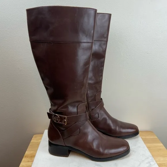MICHAEL Michael Kors Bryce Tall Leather Riding Boots Wide Calf
