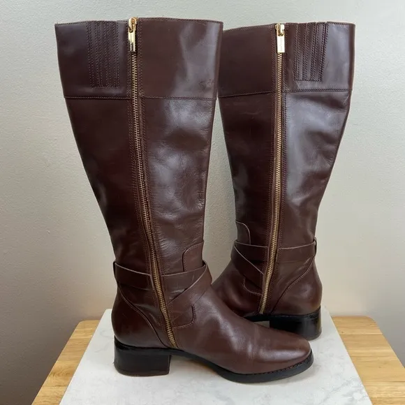 MICHAEL Michael Kors Bryce Tall Leather Riding Boots Wide Calf