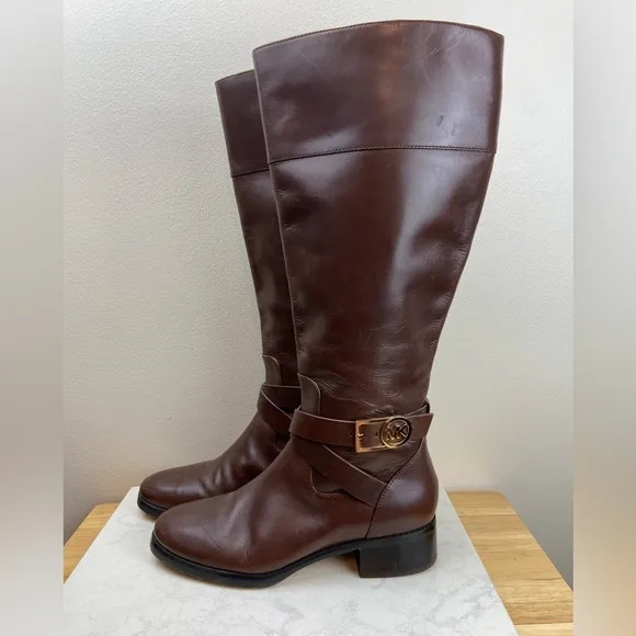 MICHAEL Michael Kors Bryce Tall Leather Riding Boots Wide Calf