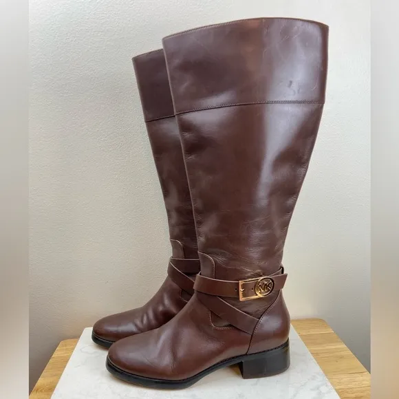 MICHAEL Michael Kors Bryce Tall Leather Riding Boots Wide Calf