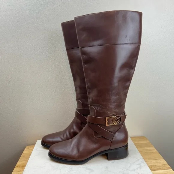 MICHAEL Michael Kors Bryce Tall Leather Riding Boots Wide Calf