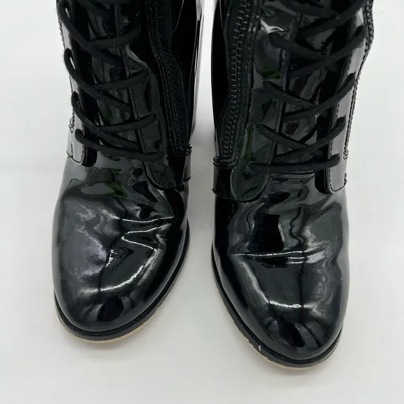 MICHAEL MICHAEL KORS ROSARIO LACE UPPATENT LEATHER ANKLE BOOTS SZ6.5