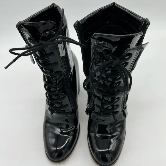 MICHAEL MICHAEL KORS ROSARIO LACE UPPATENT LEATHER ANKLE BOOTS SZ6.5