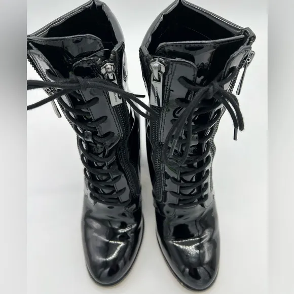 MICHAEL MICHAEL KORS ROSARIO LACE UPPATENT LEATHER ANKLE BOOTS SZ6.5