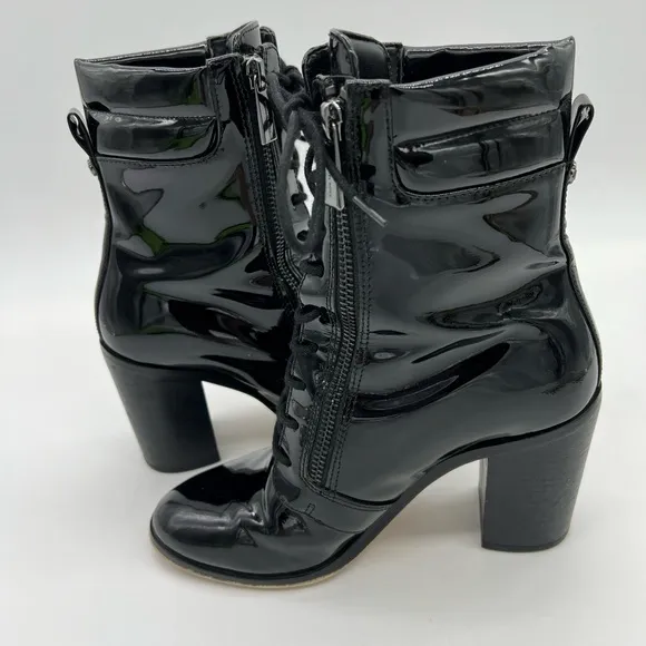 MICHAEL MICHAEL KORS ROSARIO LACE UPPATENT LEATHER ANKLE BOOTS SZ6.5