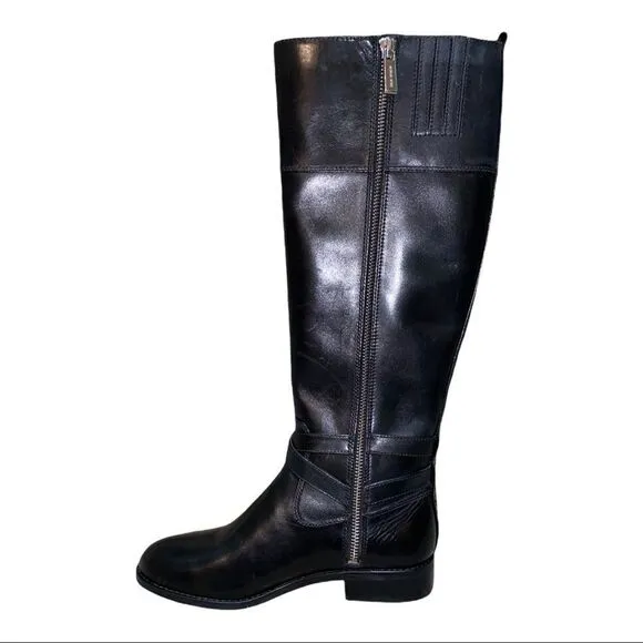 MICHAEL Michael Kors Preston Leather Tall Black Riding Boots Size 5.5M New