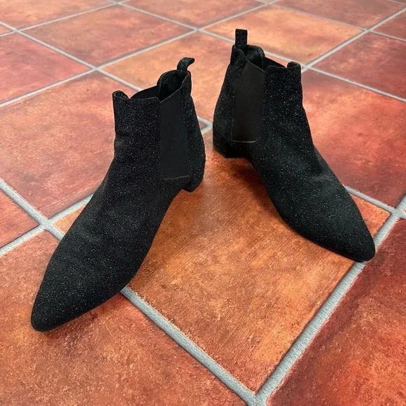 Miista Black Sparkly Chelsea Boots Size 10.5