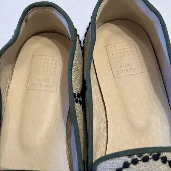 Mina Perhonen 39/24.5/US 7.5 Tambourine Aurinko Slip-on Shoes Natural Green 💖