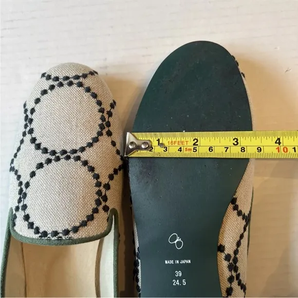 Mina Perhonen 39/24.5/US 7.5 Tambourine Aurinko Slip-on Shoes Natural Green 💖