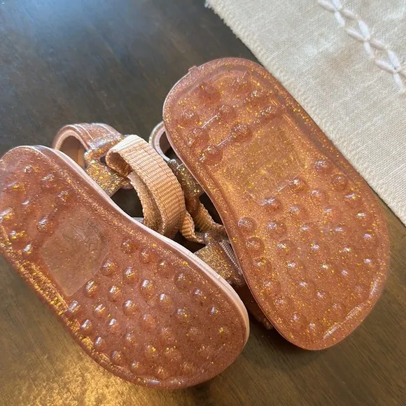 Mini Melissa Baby Pink Glitter Sandals