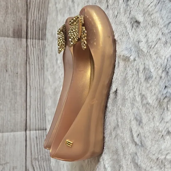 Mini Melissa Gold Disney Cinderella Shoes, Girls 1, Great Condition