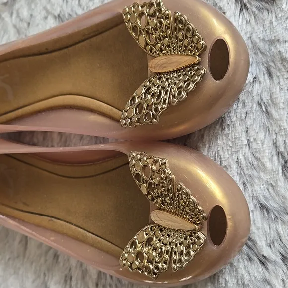Mini Melissa Gold Disney Cinderella Shoes, Girls 1, Great Condition