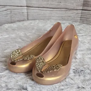 Mini Melissa Gold Disney Cinderella Shoes, Girls 1, Great Condition