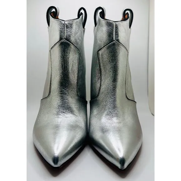 MINT 6.5 Silver VERONICA BEARD “Loretta” Leather Western Booties - Retail: $495