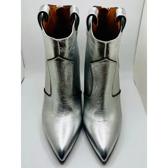 MINT 6.5 Silver VERONICA BEARD “Loretta” Leather Western Booties - Retail: $495